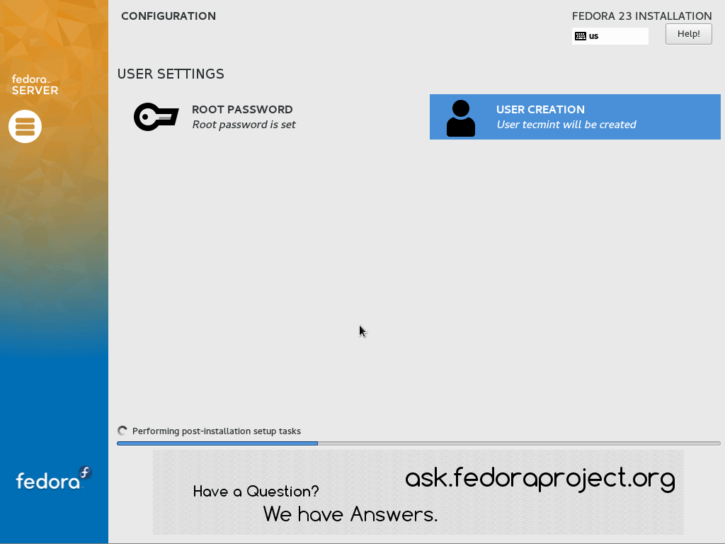 Performing Fedora 23 Installation