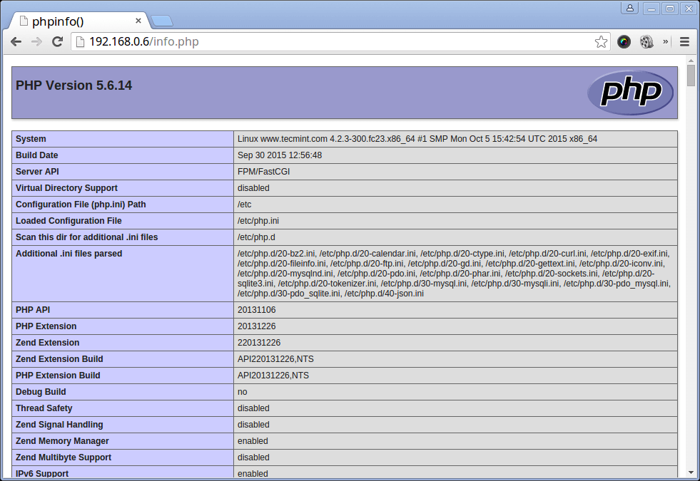 Verify PHP and PHP-FPM