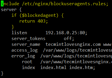 Disable User Agents in Nginx