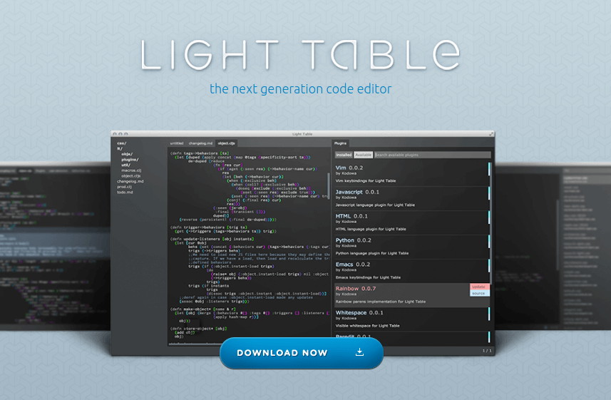 Light Table Editor di Codice