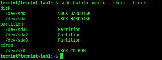 List Summary of Linux Disks