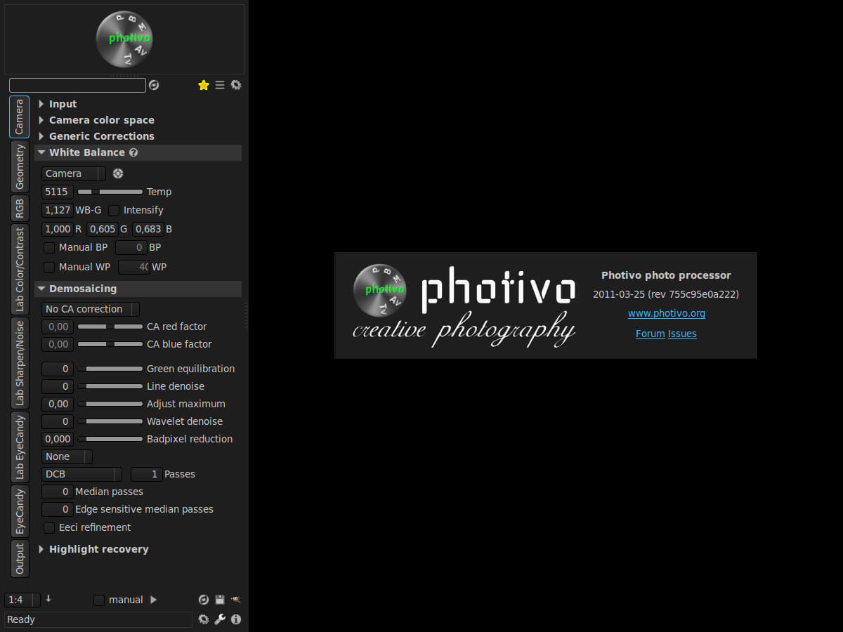 Editor de imagens Photivo 