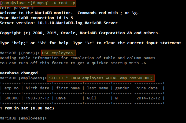 Check MariaDB MySQL Database Replication