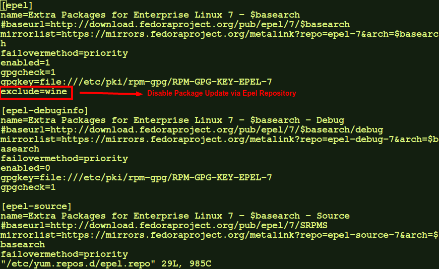 Exclude Package Update by Repository