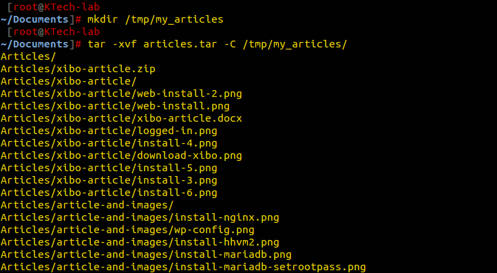 Extract Tar Files to Different Directory