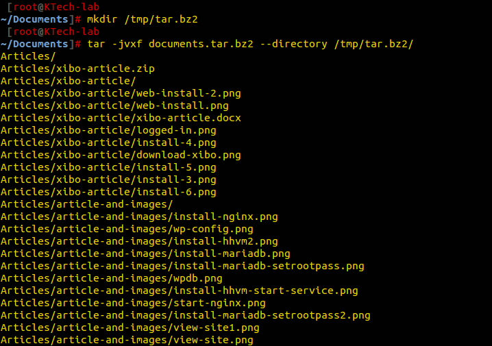 Extract tar.bz2 Files to Different Directory
