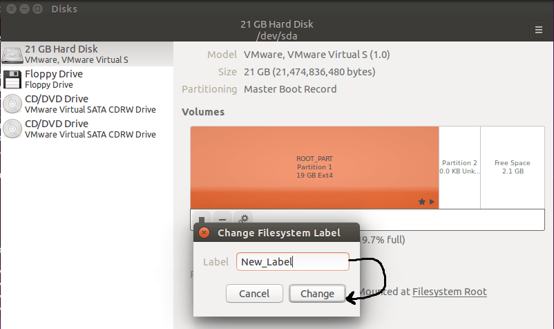 Set Linux Partition Label Name