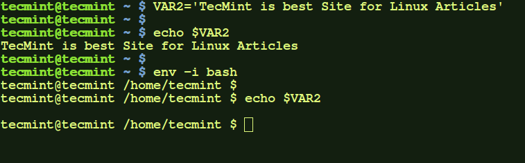 Use Env Command to Unset Variables