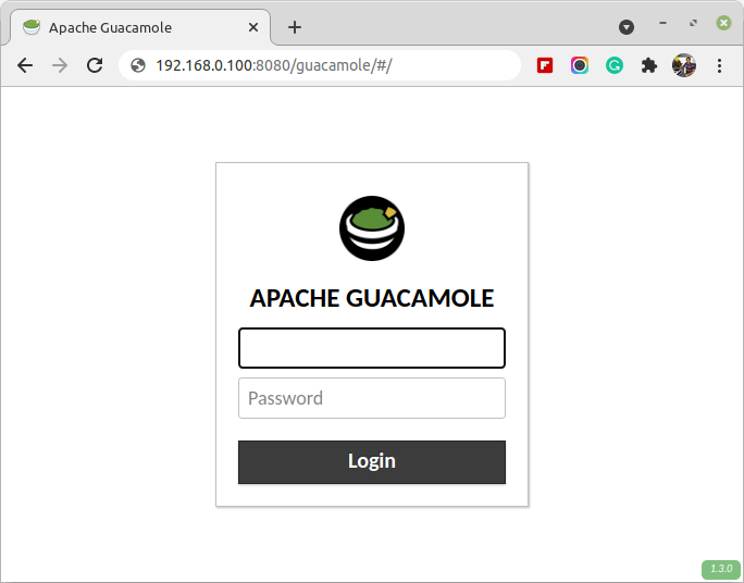 Apache Guacamole Login