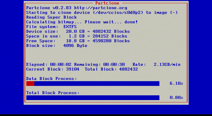 Clonezilla Disk Imaging Process