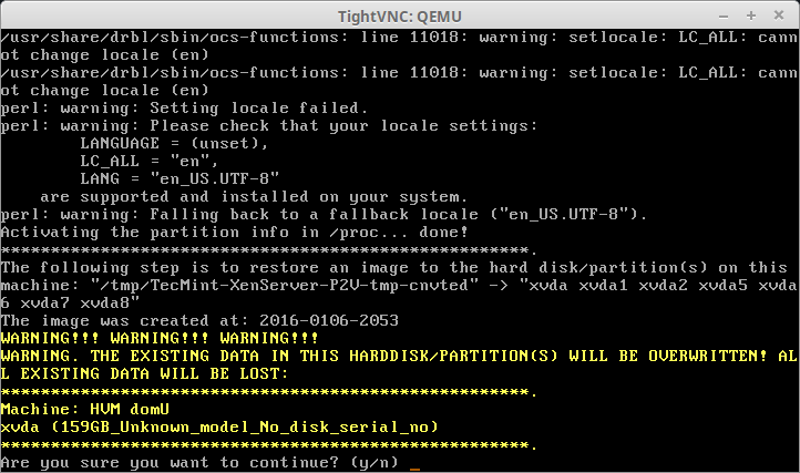 Disk Restore Warnings