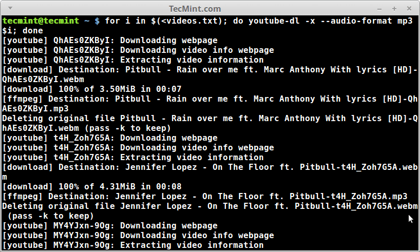 Laden Sie MP3 von der Liste der Youtube-Videos herunter