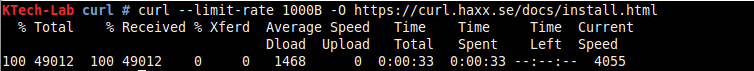 Limit-Download Speed with Curl