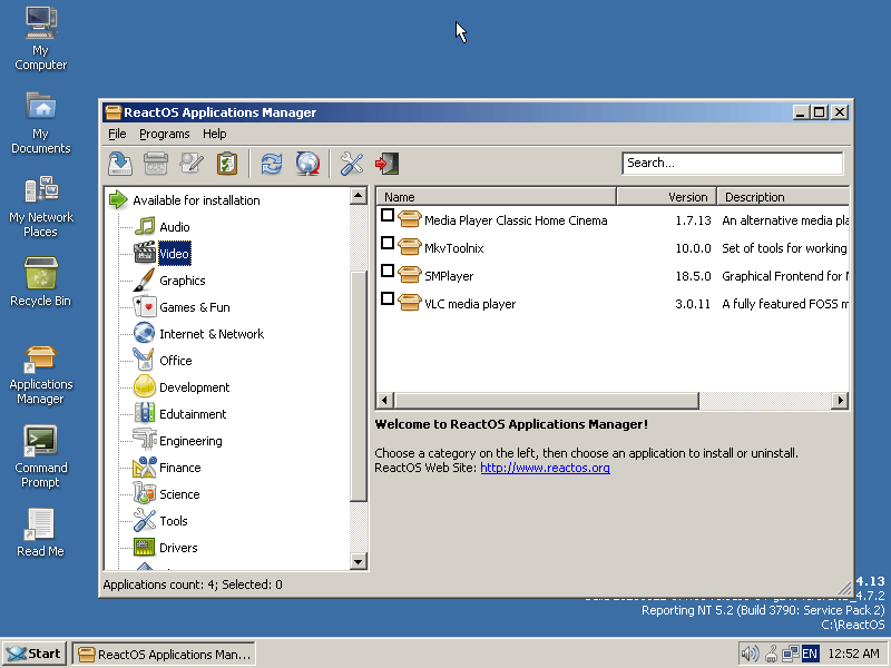 ReactOS Application Manager