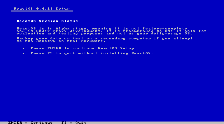 ReactOS Message