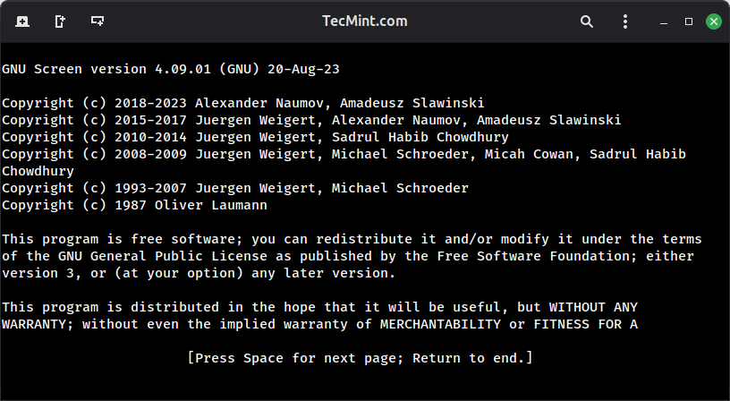 Running Screen Command