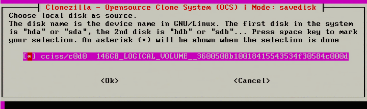 Select Disk to be Cloned