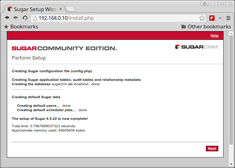 SugarCRM Configuration Setup