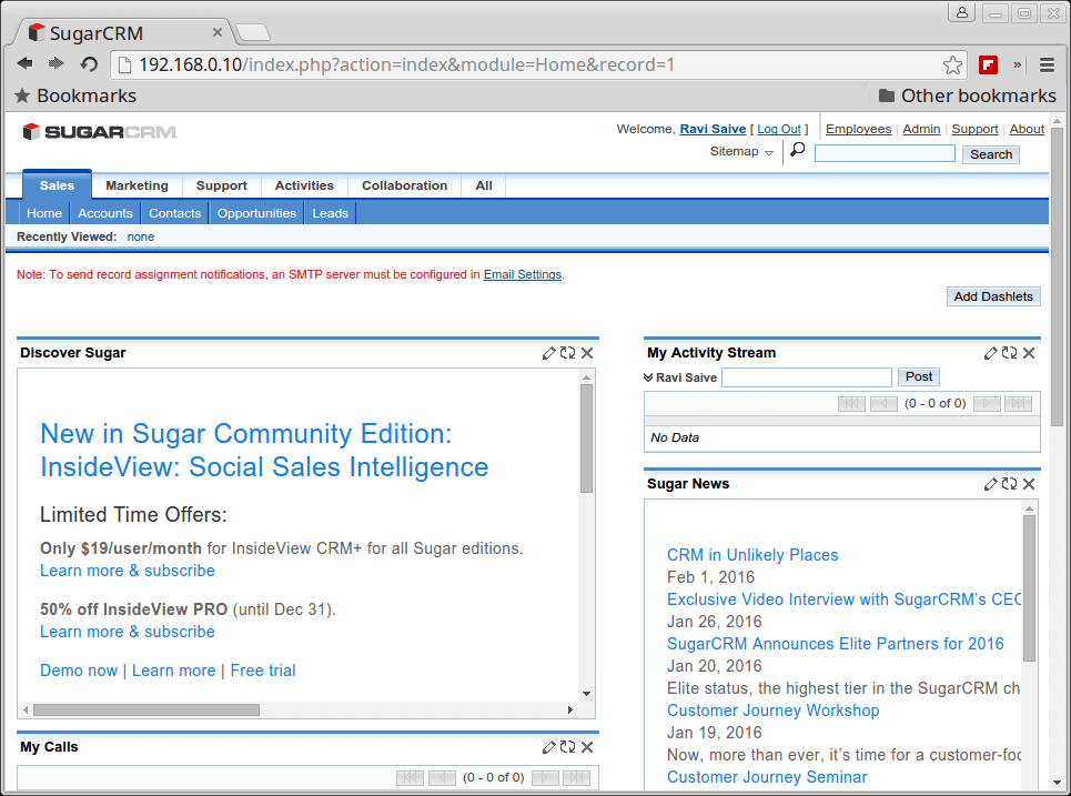 SugarCRM Dashboard