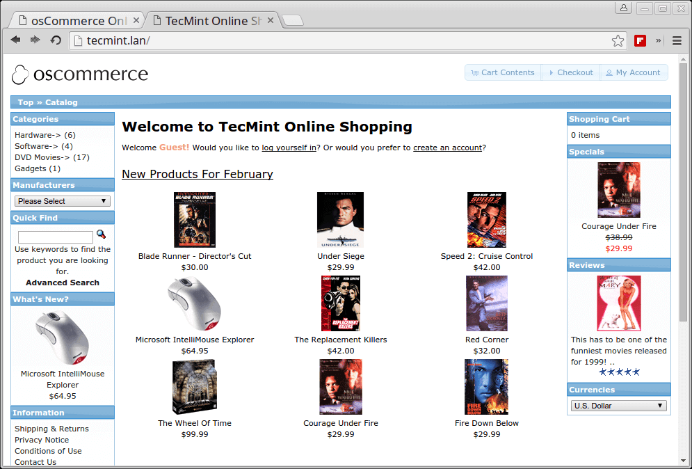 osCommerce Online Shopping Store
