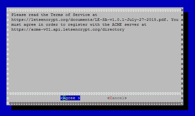 Accept Letsencrypt Agreement