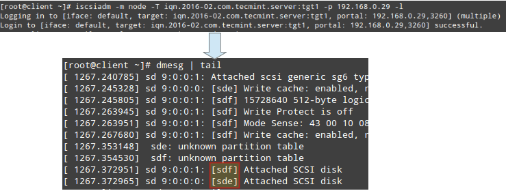 Connecting to iSCSCI Target Server in Node Mode