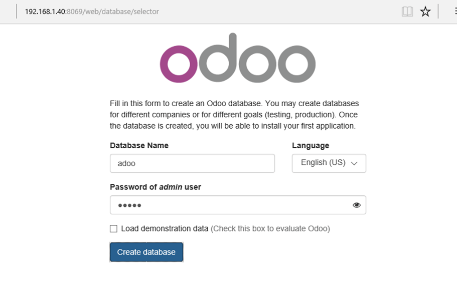 Create Odoo Database