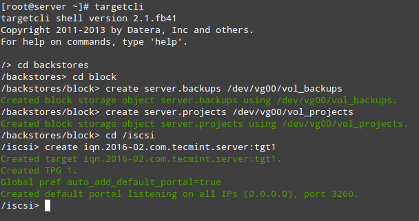 Define LUNs in Target Server