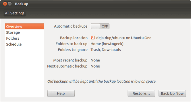 Deja Dup Backup