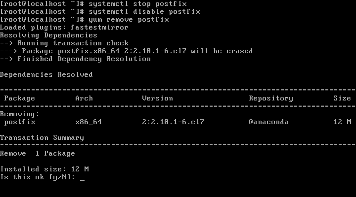 Disable and Remove Postfix