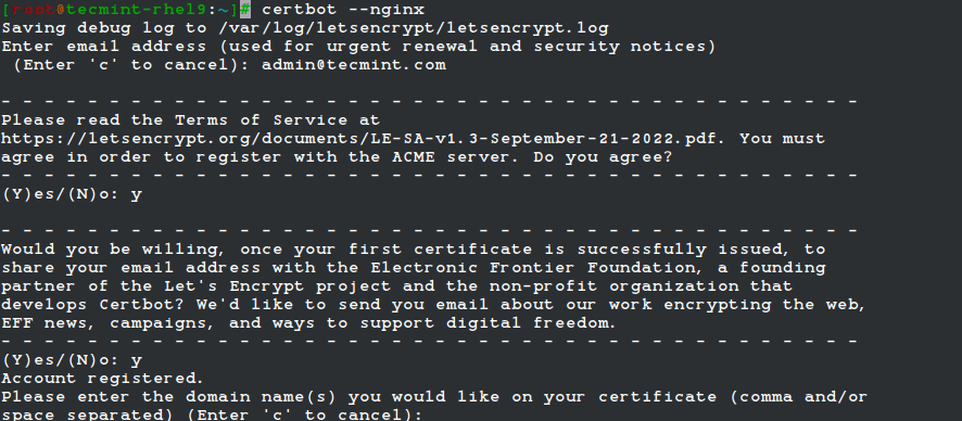 Install Lets Encrypt Certificate for Nginx Domains