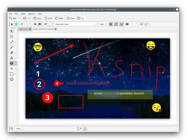 Ksnip - Инструмент за екранни снимки и пояснения