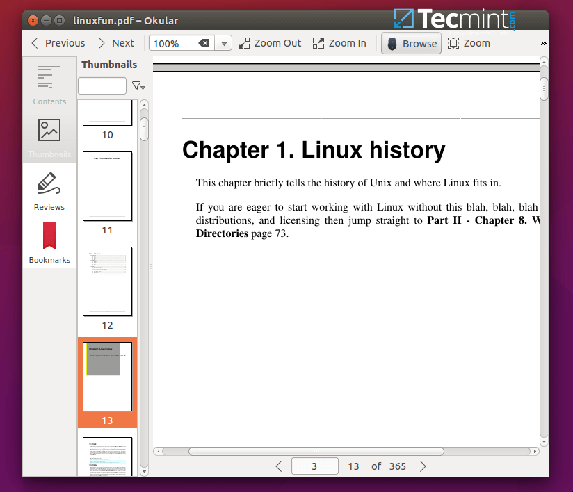 Leitor de PDF do Okular Linux