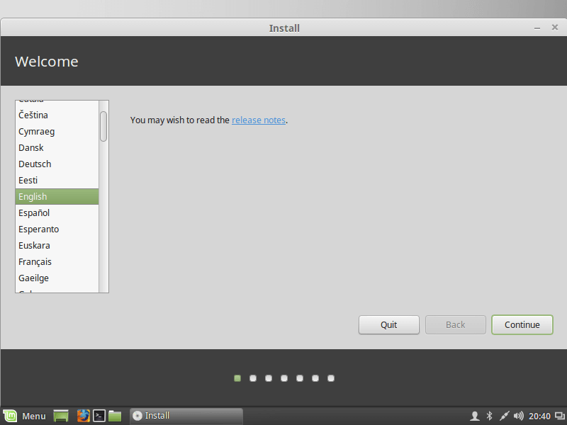  Seleccione el idioma de instalación de Linux Mint 