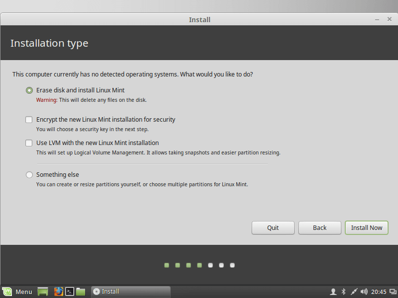 Select Linux Min Installation Type