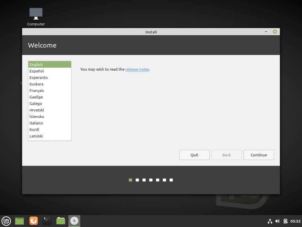 Select Linux Mint Installation Language