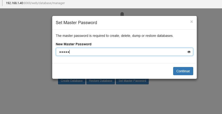 Set New Odoo Manager Password