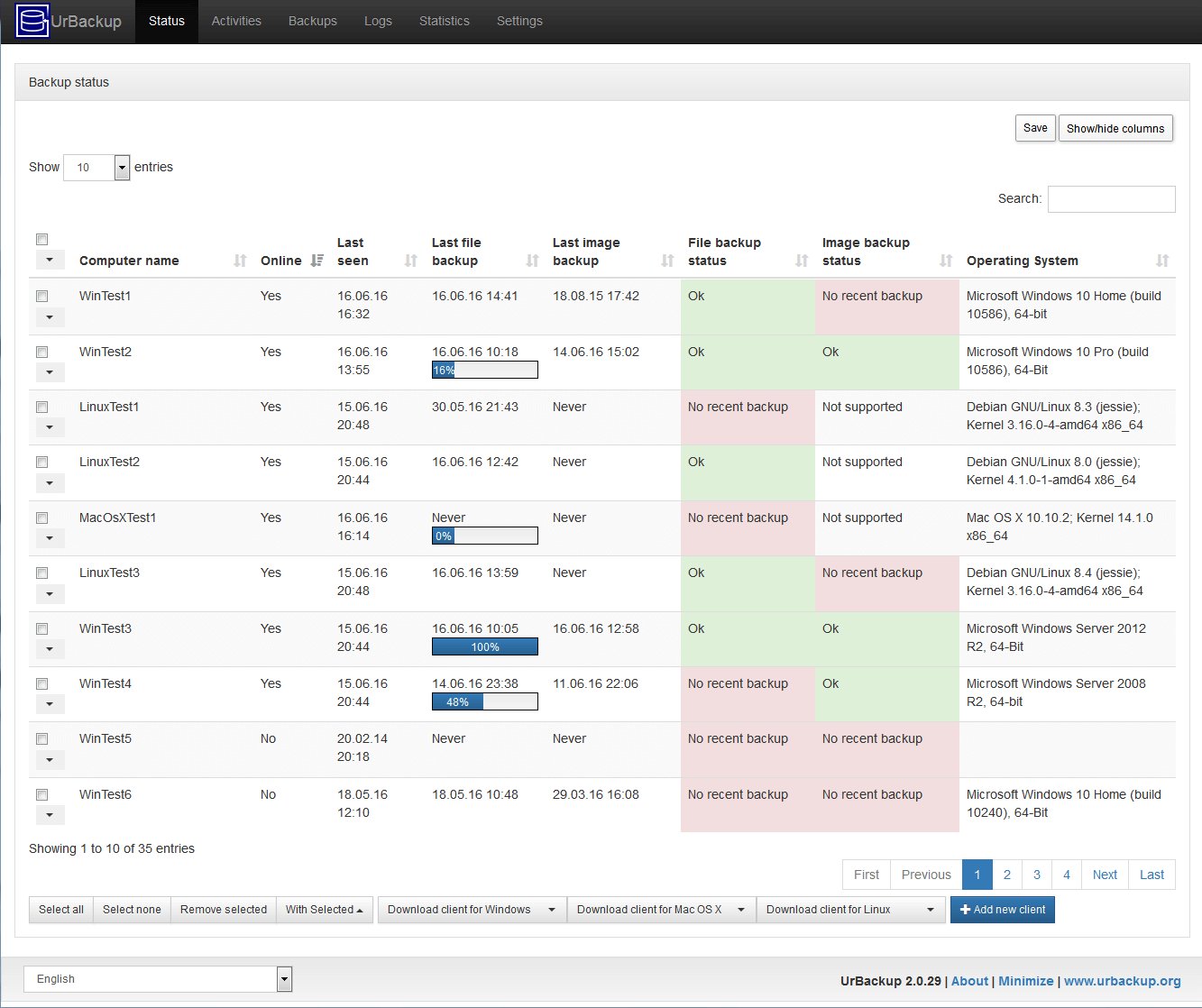 Herramienta UrBackup para Linux