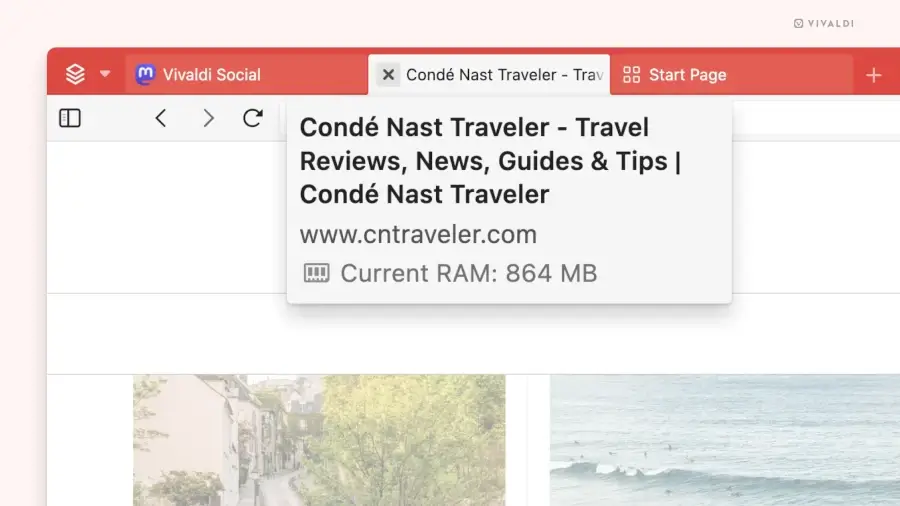 Vivaldi Memory Usage of Tabls