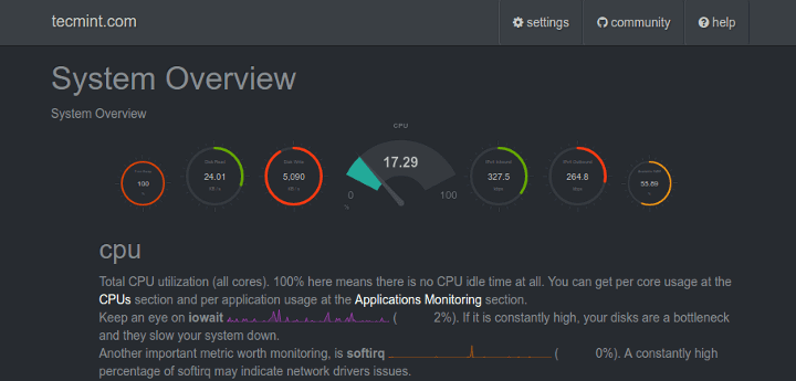 Netdata - Real Time Linux Performance and Network Monitoring