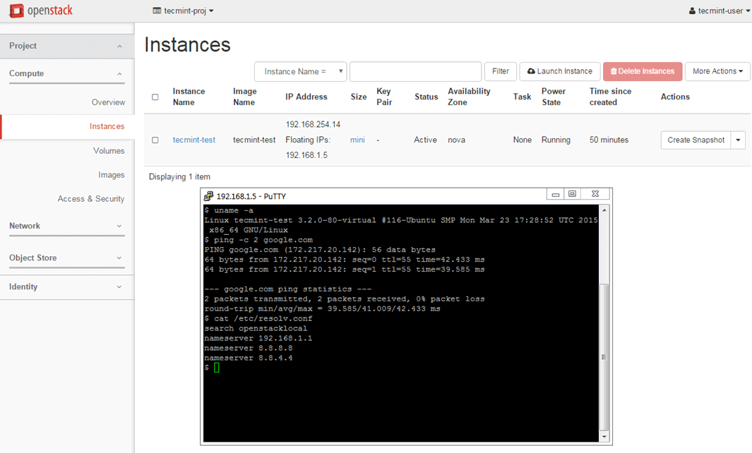 Check Instance Network Connectivity