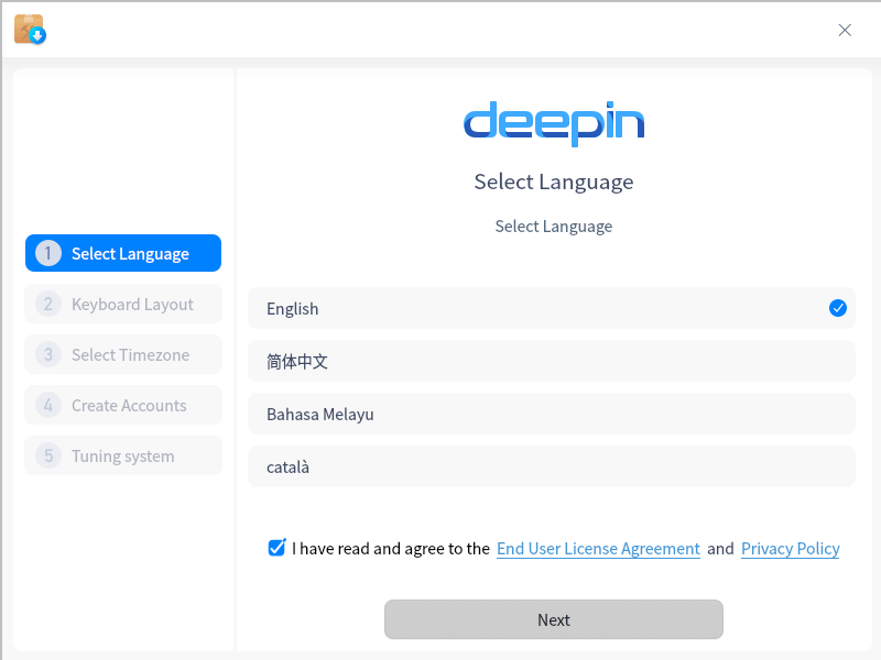 Choose Deepin Language