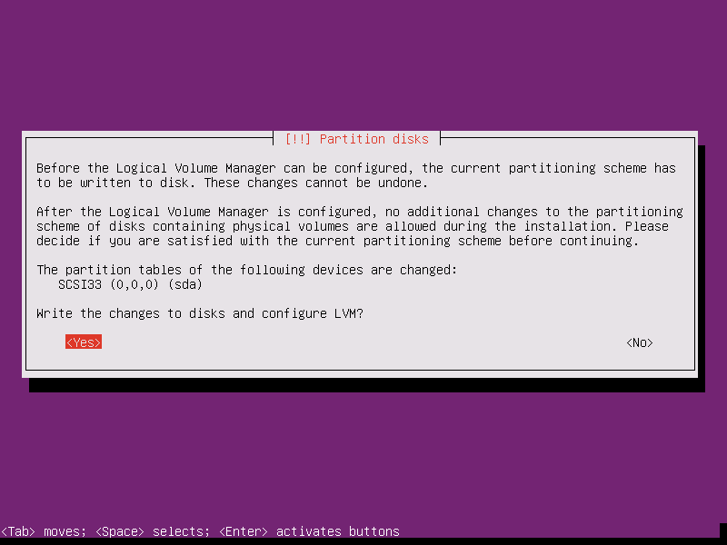 Confirm Partition Disk Changes
