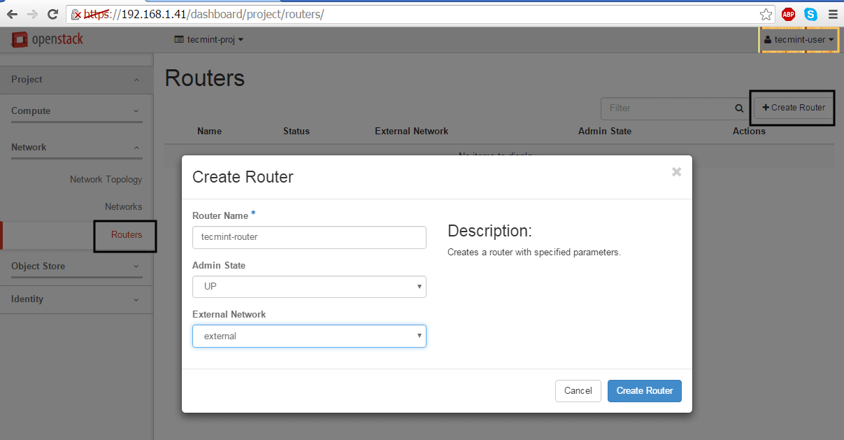 Create Network Router in OpenStack