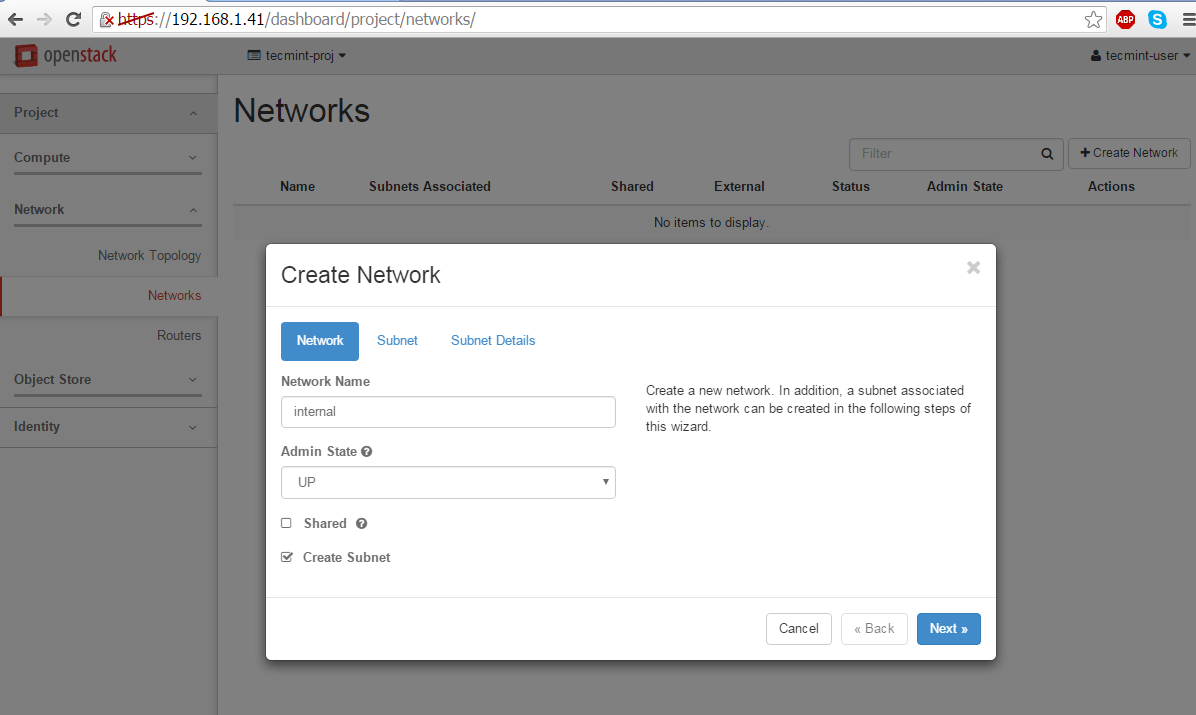 Create Network for OpenStack