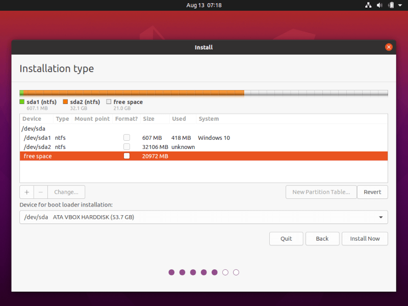 Crear partición raíz de Ubuntu