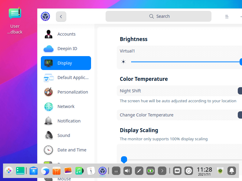 Deepin Display Settings