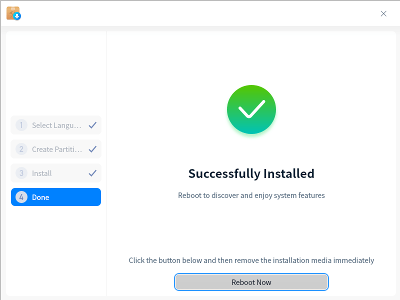 Deepin Installation Completed