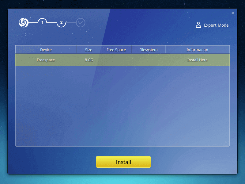Select Installation Drive for Deepin OS