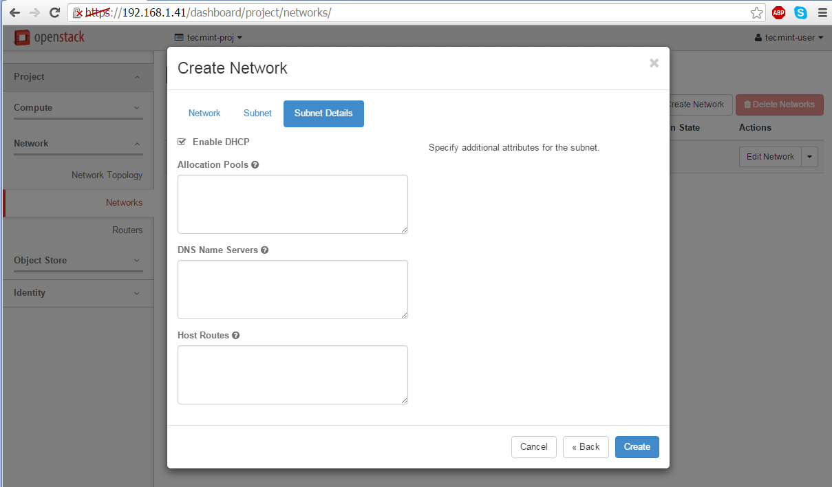 Enable DHCP for External Network